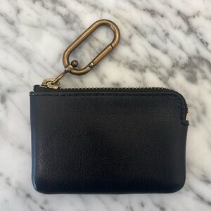 Women's Madewell Leather Carabiner Mini Pouch in Black, NWT!